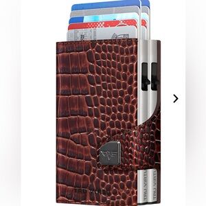 TRU VIRTU Doublewallet CLICK & SLIDE Croco Brown/Silver